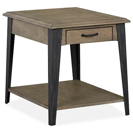 Industrial Rectangular End Table with Drawer